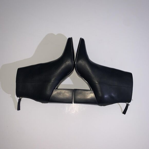 Steve Madden Ankle Boots Womens 9 Black Leather Olga Block Heel Back Zip - Picture 8 of 11
